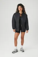 Women's Faux Shearling Bomber Jacket in Black Small