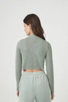 Women's Seamless Half-Zip Crop Top in Tea Small