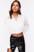 Women's Cropped Long-Sleeve Shirt in Vanilla Large