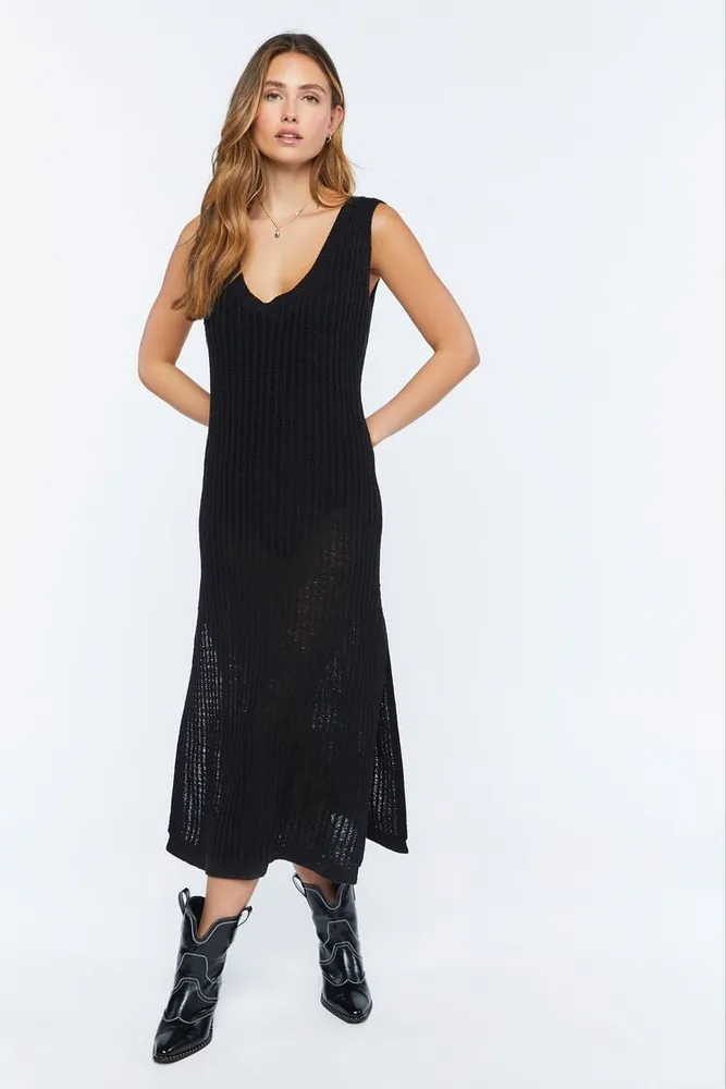 Women's Sleeveless Open-Knit Midi Dress