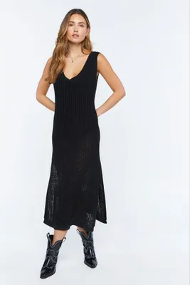 Women's Sleeveless Open-Knit Midi Dress Medium