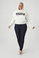 Women's Sweater-Knit Paris Graphic Hoodie Cream,