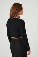 Women's Cropped New York Sweater in Black/White Medium