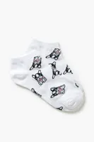 Boston Terrier Puppy Ankle Socks in White