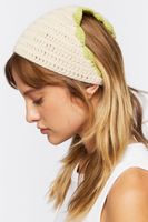 Crochet Bandana Headwrap in Oatmeal/Green