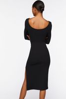 Women's Tie-Waist Slit Midi Dress Black,