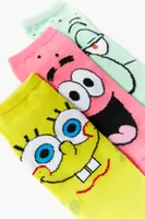 SpongeBob Graphic Ankle Socks - 3 Pack in Pink