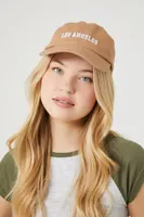 Embroidered Los Angeles Baseball Cap in Tan/White