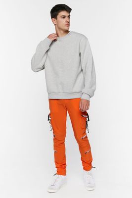 Men Toggle Drawstring Cargo Joggers in Orange Large