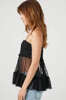 Women's Sheer Mesh Ruffle Cami