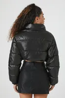 Women's Cropped Puffer Jacket in Black Medium