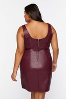 Women's Faux Leather Mini Dress in Merlot, 0X