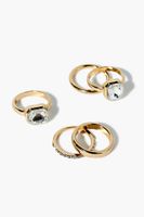 Women's Upcycled Faux Gem Ring Set in Gold, 7