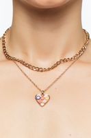 Women's Layered Floral Heart Pendant Necklace in Gold