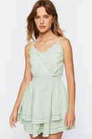 Women's Surplice Tiered Mini Dress in Mint Large