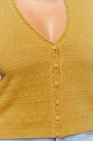 Women's Cable-Knit Cardigan Sweater in Matte Gold, 0X