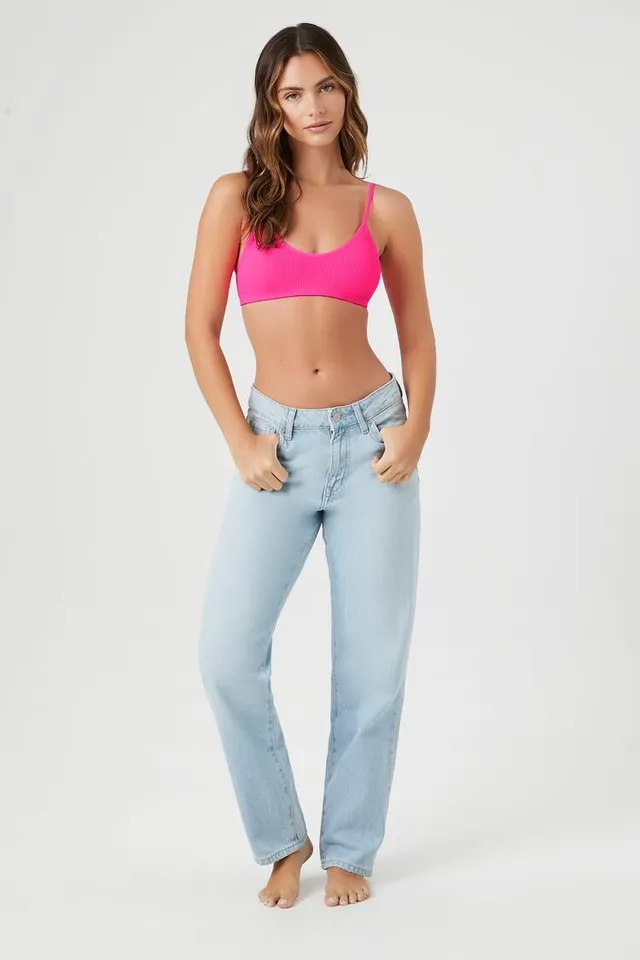 Forever 21 Women's Seamless Ribbed Bralette in Neon Pink Small