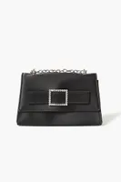 Women's Rhinestone Buckle Shoulder Bag in Black