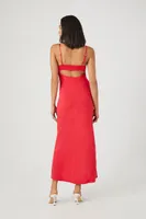 Women's Satin Midi Slip Dress in Currant Small