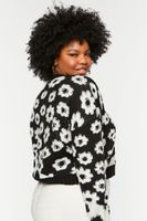 Women's Floral Colorblock Sweater in Black, 1X