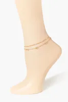 Women's Layered Heart Charm Anklet in Gold