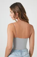 Women's Seamless Cami Lingerie Bodysuit in Heather Grey Medium