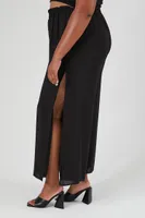 Women's Split Wide-Leg Pants in Black, 3X