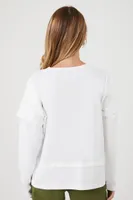 Women's Layered Combo Top in White, XS