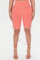 Women's Lace-Up Biker Shorts in Pink Small