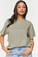 Women's Linen-Blend Crew T-Shirt in Cypress Small