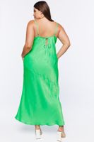 Women's Satin Slip Maxi Dress in Green Haze, 1X