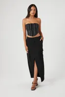 Women's Striped Bustier Tube Top in Black/Grey Medium