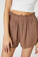 Women's Paperbag High-Rise Shorts in Khaki Large