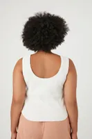 Women's Sweater-Knit Tank Top in White, 1X