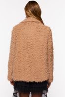 Women's Faux Fur Notched Open-Front Coat in Tan Medium