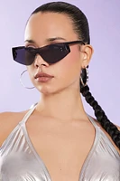 Rimless Shield Sunglasses in Black/Black