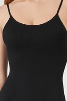 Women's Seamless Ribbed Knit Jumpsuit in Black Large