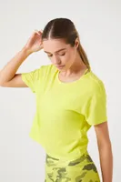 Women's Active Open-Back Twisted Crop Top in Acid Green, XS