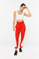 Women's Active Side-Striped Drawstring Joggers in Fiery Red/White Small