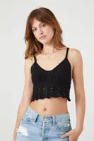 Women's Sweater-Knit Cropped Cami in Black Medium