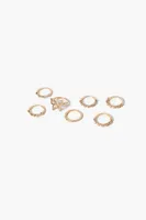 Women's Rhinestone Butterfly Ring Set in Gold/Clear, 7