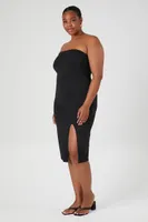 Women's Strapless Bodycon Midi Dress in Black, 3X