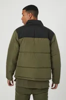 Men Zip-Up Colorblock Puffer Jacket XXL