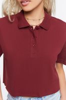 Women's Cropped Polo Shirt in Merlot Small