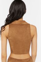 Women's Faux Suede Crop Top in Khaki Medium