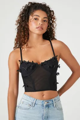 Women's Butterfly Applique Bustier in Black Small