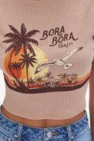 Women's Bora Bora Tahiti Graphic Crop Top in Tan Medium