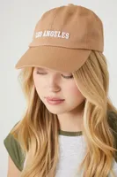 Embroidered Los Angeles Baseball Cap in Tan/White