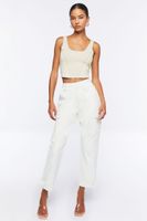 Women's Cropped Rib-Knit Tank Top in Sandshell Small