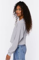 Women's Chain Lace-Up Eyelet Crop Top in Light Grey Small